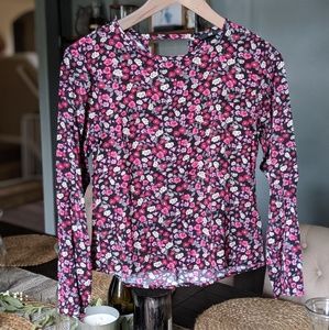 Black and Pink Floral Blouse (xs)